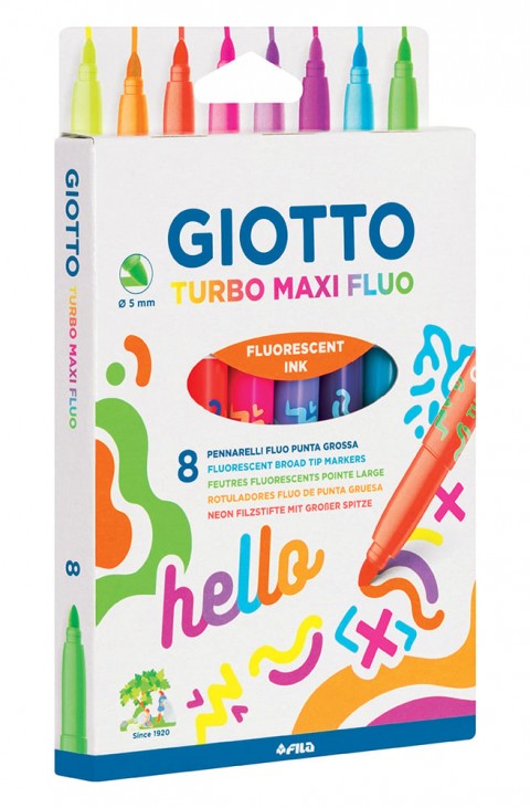 Giotto Turbo Maxi Fluo 8'li Jumbo Keçeli Boya Kalemi Neon Renkler / FT453800