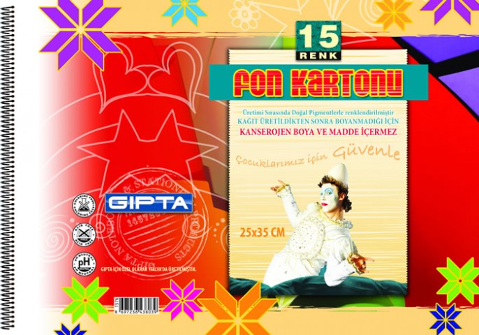 Gıpta 35x50cm Spiralli Fon Kartonu Defteri 15 Renk