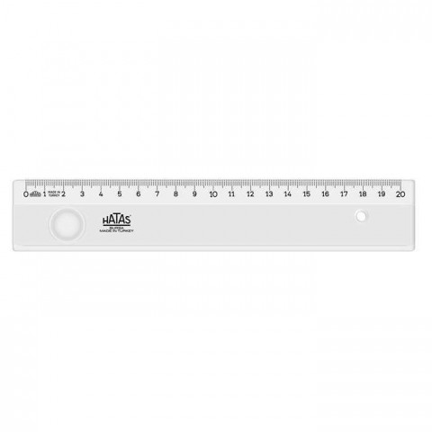 Hatas 20cm Mercekli Geniş Plastik Büro Cetveli / 0151