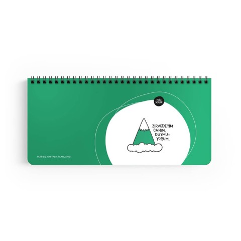 Hisli Şeyler 13x27cm Spiralli Planner Stickerli Planner - Zirvedeyim Canım Duymuyorum (Yeşil)