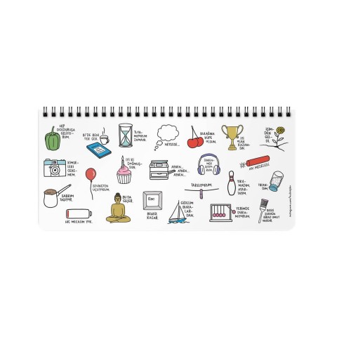 Hisli Şeyler 13x27cm Spiralli Planner Stickerli Planner - Zirvedeyim Canım Duymuyorum (Yeşil)