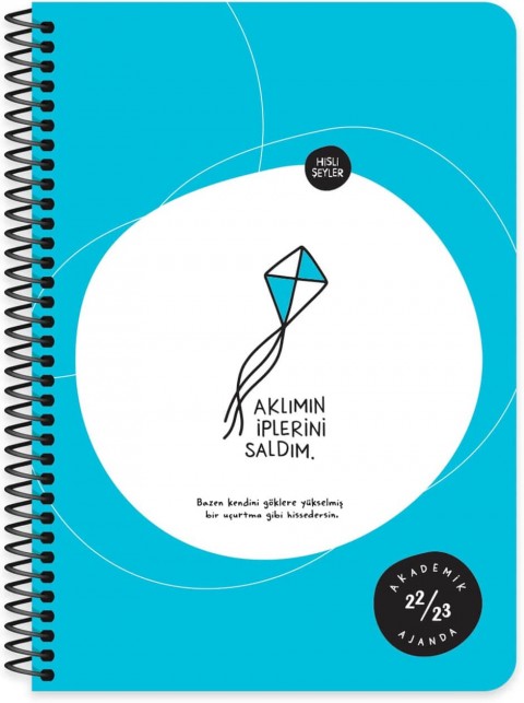 Hisli Şeyler 2022-2023 A5 Spiralli Akademik Ajanda - Aklımın İplerini Saldım (Mavi) / 830266