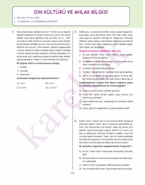 Karekök Yayınları 8. Sınıf  LGS 1. Dönem Denemeleri