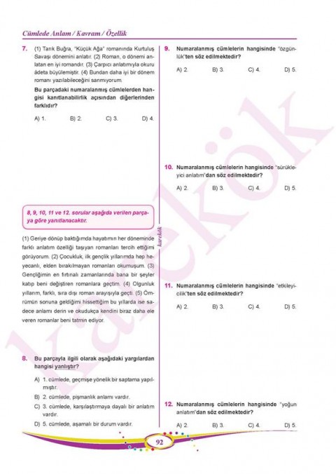 Karekök Yayınları 8. Sınıf LGS Türkçe Soru Bankası