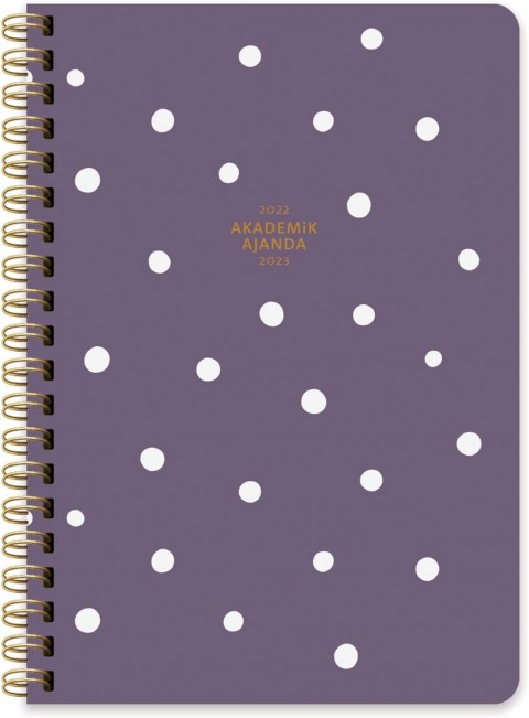 Keskin Color 2022-2023 17x24cm Spiralli Haftalık Akademik Ajanda Mor Puantiye / 830257