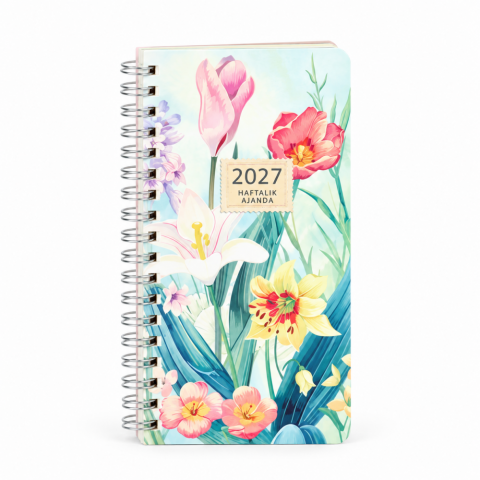 Keskin Color 2027 Haftalık Cep Ajanda 8x16cm - Floral