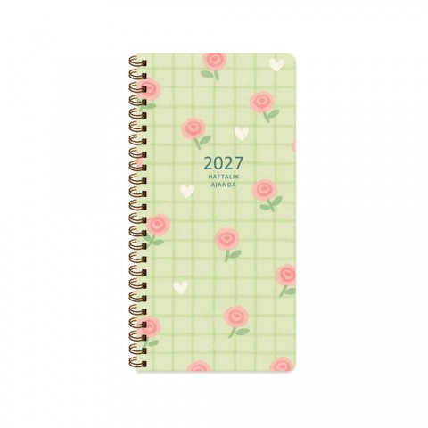 Keskin Color 2027 Haftalık Cep Ajanda 8x16cm - Yeşil