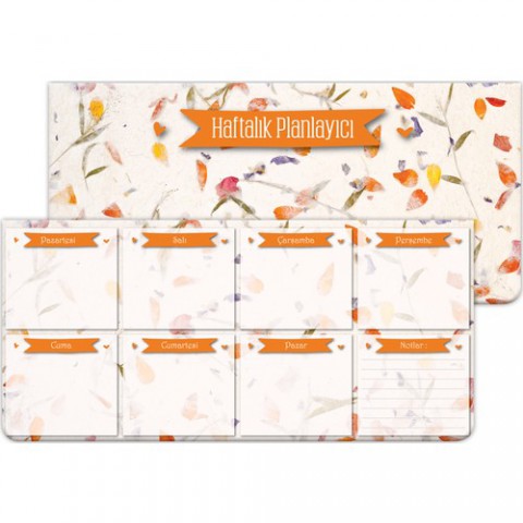 Keskin Color Ebat: 12*26 Cm Haftalık Planner Blok Çiçek Ve Yaprak