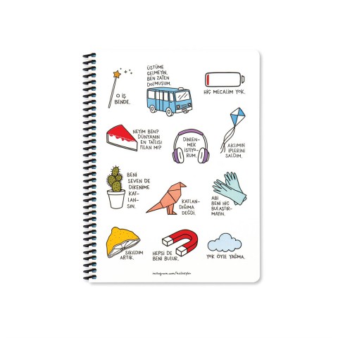 Keskin Color Hisli Şeyler 16,5x22,5cm 80yp Çizgili Spiralli Defter -Üstüme Gelmeyin Ben Zaten Dolmuşum