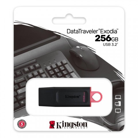 Kingston 256GB USB3.2 Gen 1 DataTraveler Exodia (Black + Teal) Flash Bellek / DTX/256GB
