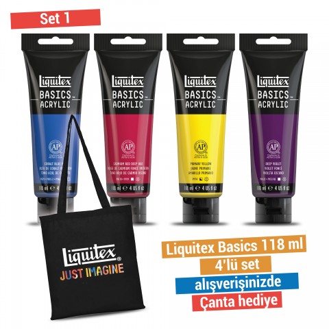 Liquitex Basics 118ml Imagine Colors 4 Renk Akrilik Boya Seti - Çanta Hediyeli