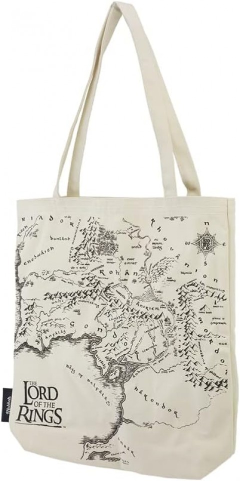 Lord Of The Rings "Lort Map" Baskılı Bez Gabardin Krem Kol Çantası