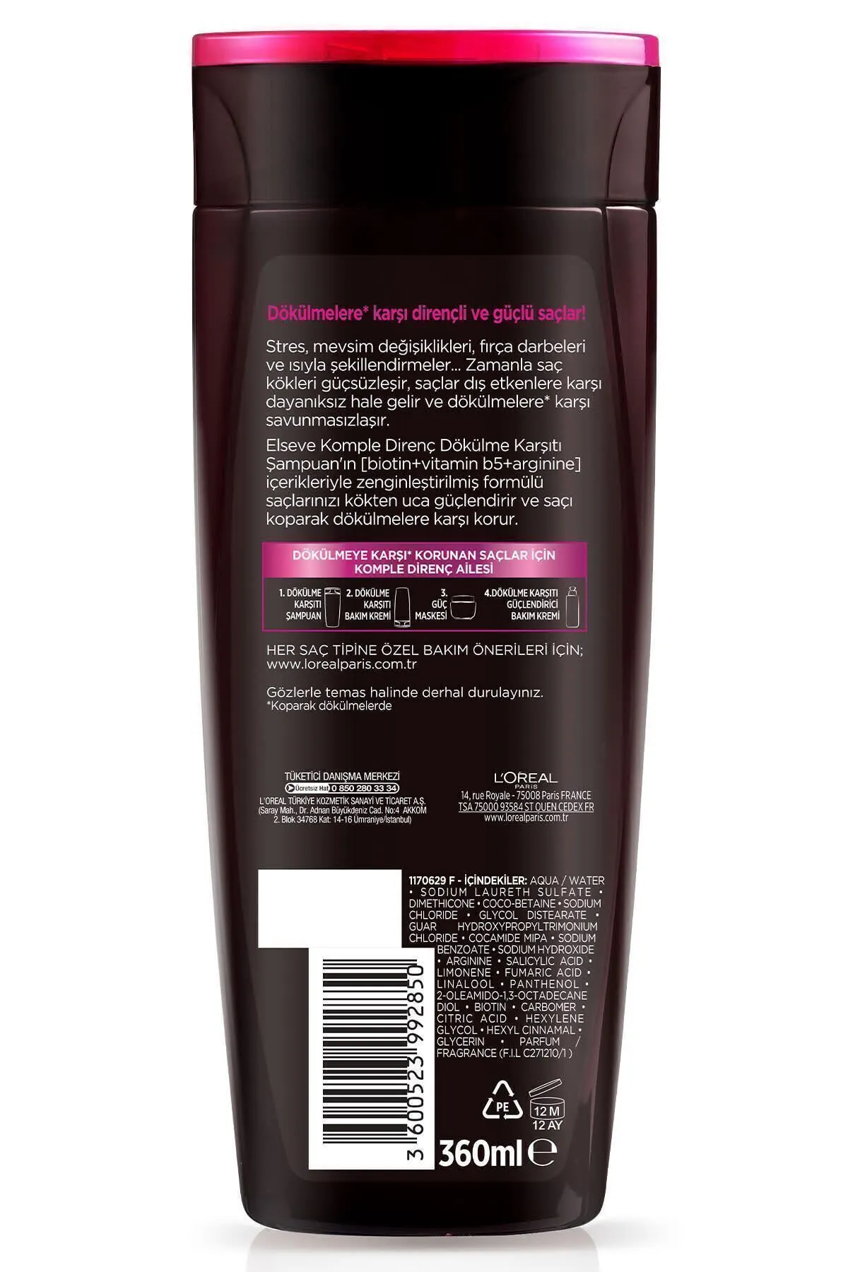 L'Oreal Paris Elseve Komple Direnç Karşıtı 360ml Şampuan - 3 ADET / 057411