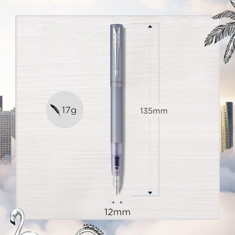 Parker Vector XL Mat Dolma Kalem, M Uç - Gümüş Mavi /