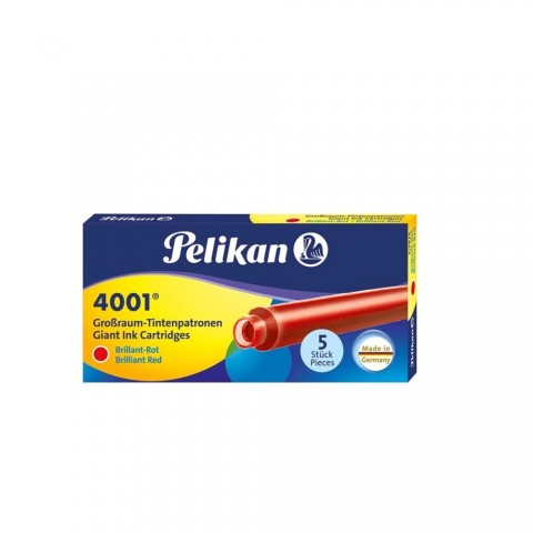 Pelikan 4001 Dolma Kalem Kartuşu Büyük Boy Kırmızı (5li paket)