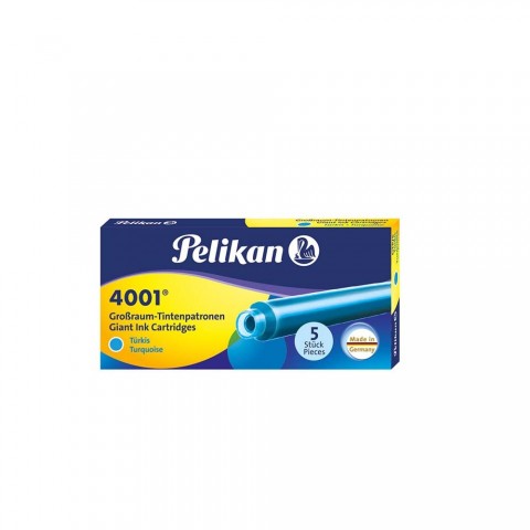 Pelikan 4001 Dolma Kalem Kartuşu Büyük Boy Turkuaz (5li paket)