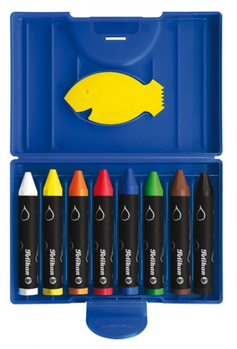 Pelikan Wax Crayons 8'li Sulandırılabilir Mum Boya Plastik Kutulu / 666-8WL