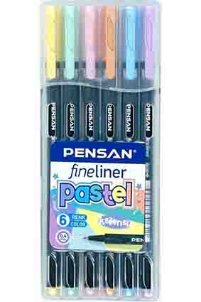 Pensan 6200 Fineliner 0.4 mm Keçe Uçlu Kalem 6 Pastel Renk Set