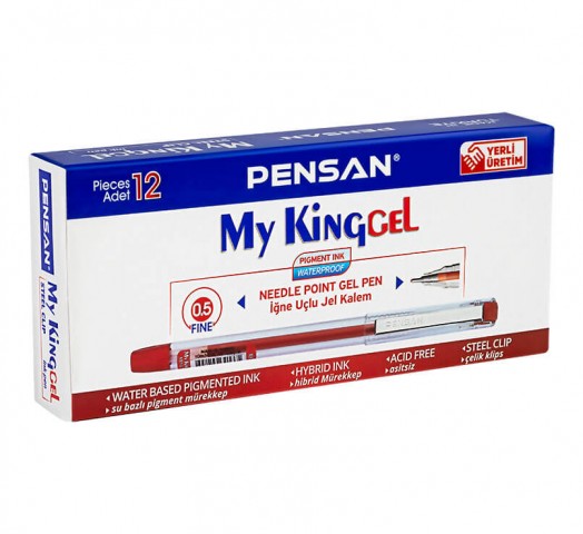 Pensan 6405 My King Jel Kalem 12'li Kutu Kırmızı
