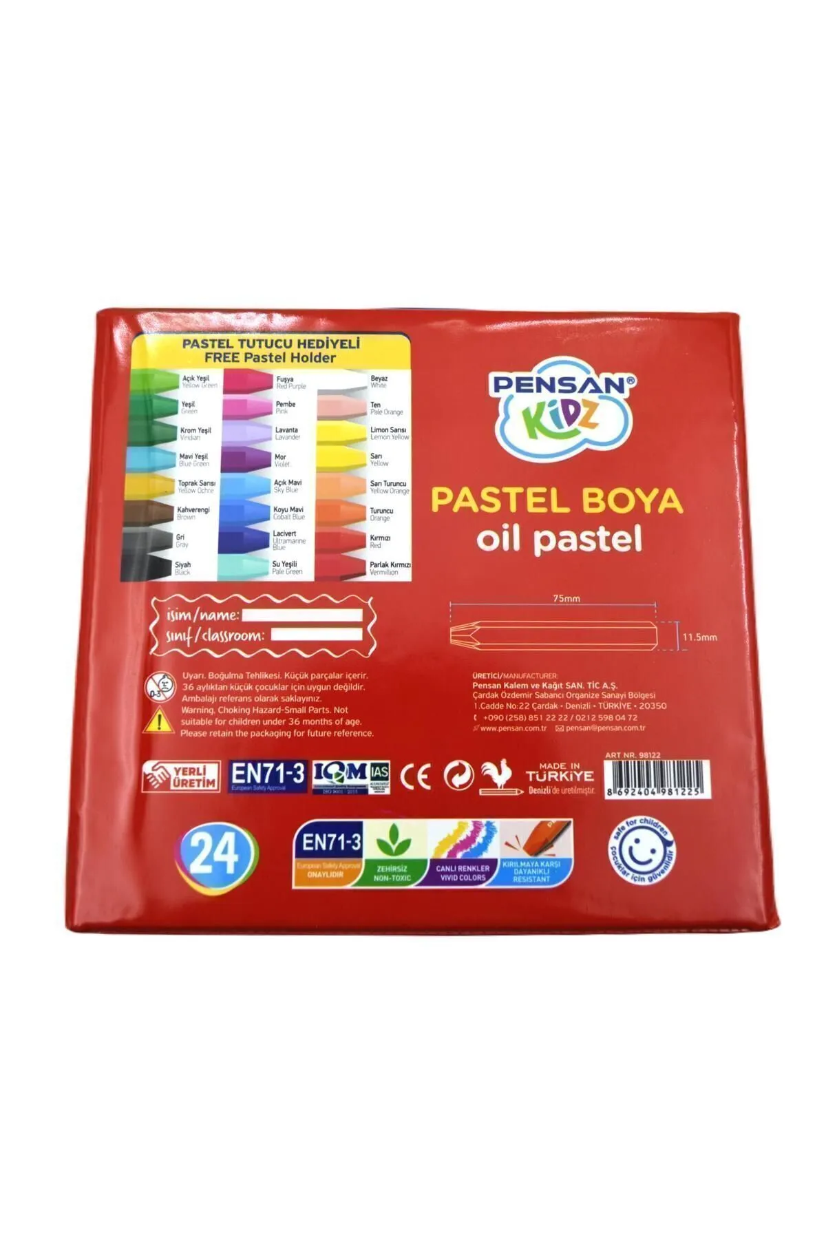 Pensan Kidz 24 Renk Çantalı Pastel Boya