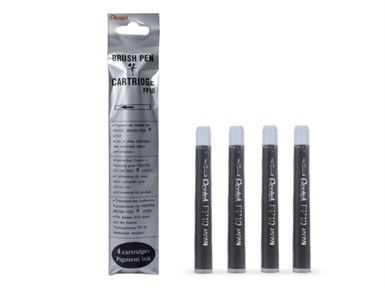 Pentel Arts Pocket Brush 4 Adet Mürekkep Kartuşu - Siyah / FP10