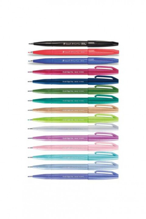 Pentel Brush Sign Pen Fırça Uçlu Kalem 15 Tam Renk Set-1