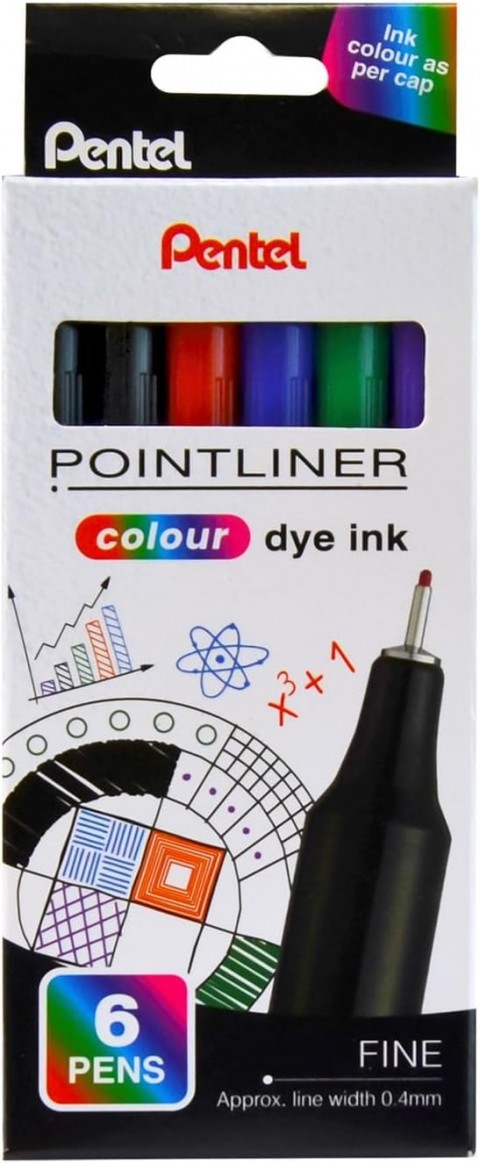Pentel Pointliner 0.4mm 6'lı Fineliner Kalem Seti / S40-6