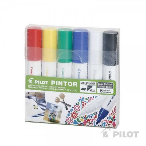 Pilot Pintor M 1.4mm Akrilik Kalem Markör Ana Renkler / SW-PT-M-S6