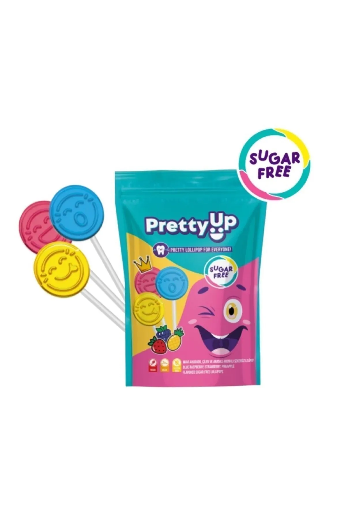 Pretty Up Diş Dostu Şekersiz Yassı Lolipop Vegan Ve Glutensiz 5.5gr - 1 Paket