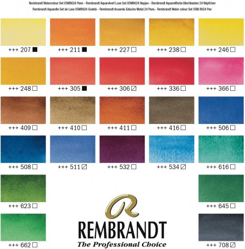 Rembrandt Watercolour Box 24'lü Tablet Sulu Boya Seti Metal Kutulu / 05838624