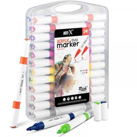 Rich Artx Acrilic Marker Duo 24'lü Akrilik Kalem Seti /