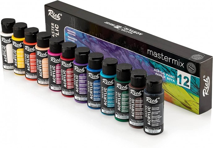 Rich Mastermix 12x60cc Akrilik Boya Canlı Renkler Set / 11407
