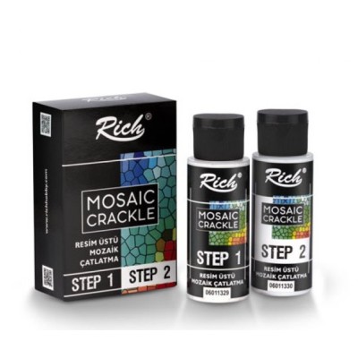 Rich Mosaic Crackle 60mlx2 Resim Üstü Mozaik Çatlatma Step 1 Step 2