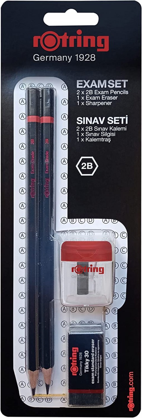 Rotring 4 Parça Sınav Seti - Sınav Kalemi, Silgi, Kalemtraş