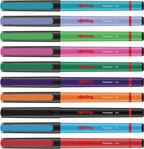 Rotring Fineliner 0.4mm 10'lu Keçe Uçlu Kalem Canlı Renkler Set