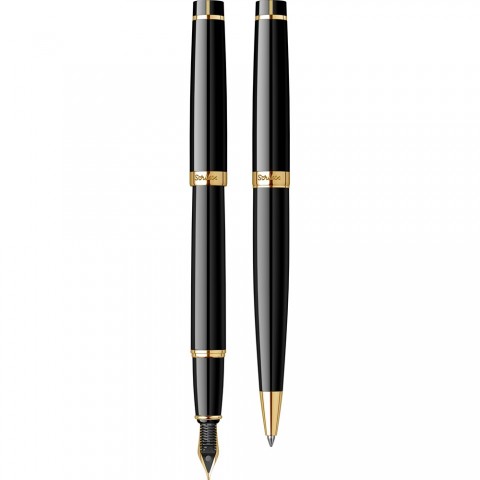 Scrikss Honour 38 Tükenmez + Dolma Kalem Siyah Altın