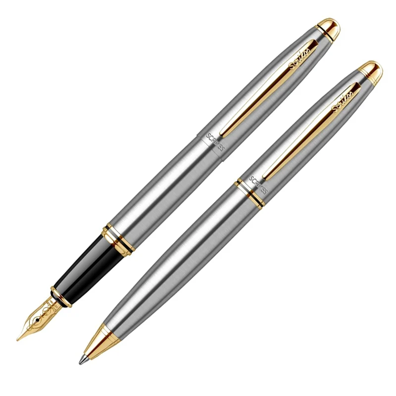 Scrikss Knight 88 Dolma Kalem & Tükenmez Kalem Takım M Uç Gold Krom