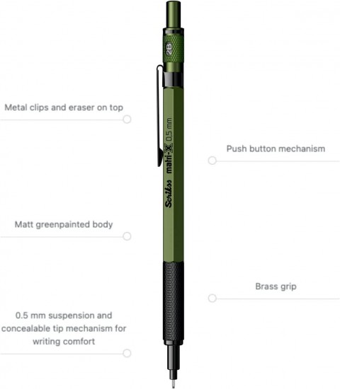 Scrikss Matrix 0.5mm Mekanik Kurşun Kalem Haki