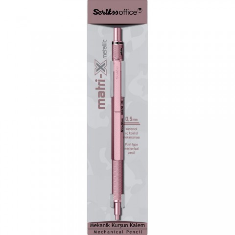 Scrikss MatriX 0.5mm Mekanik Kurşun Kalem Metalik Açık Pembe - Şeffaf Kutu