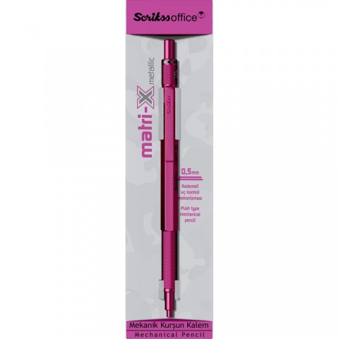 Scrikss MatriX 0.5mm Mekanik Kurşun Kalem Metalik Pembe - Şeffaf Kutu