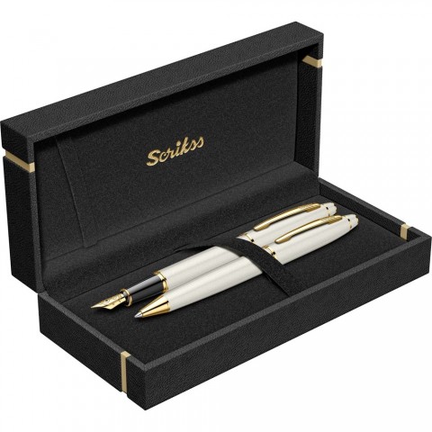 Scrikss Noble 35 Tükenmez + Dolma Kalem Beyaz Altın