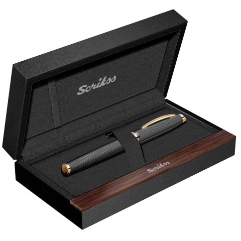 Scrikss Oscar 390 Dolma Kalem Mat Siyah Altın, M Uç /