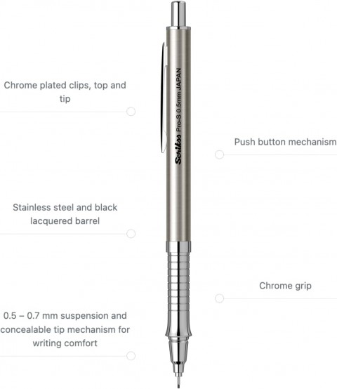 Scrikss Pro-S 0.5mm Mekanik Kurşun Kalem Gümüş /