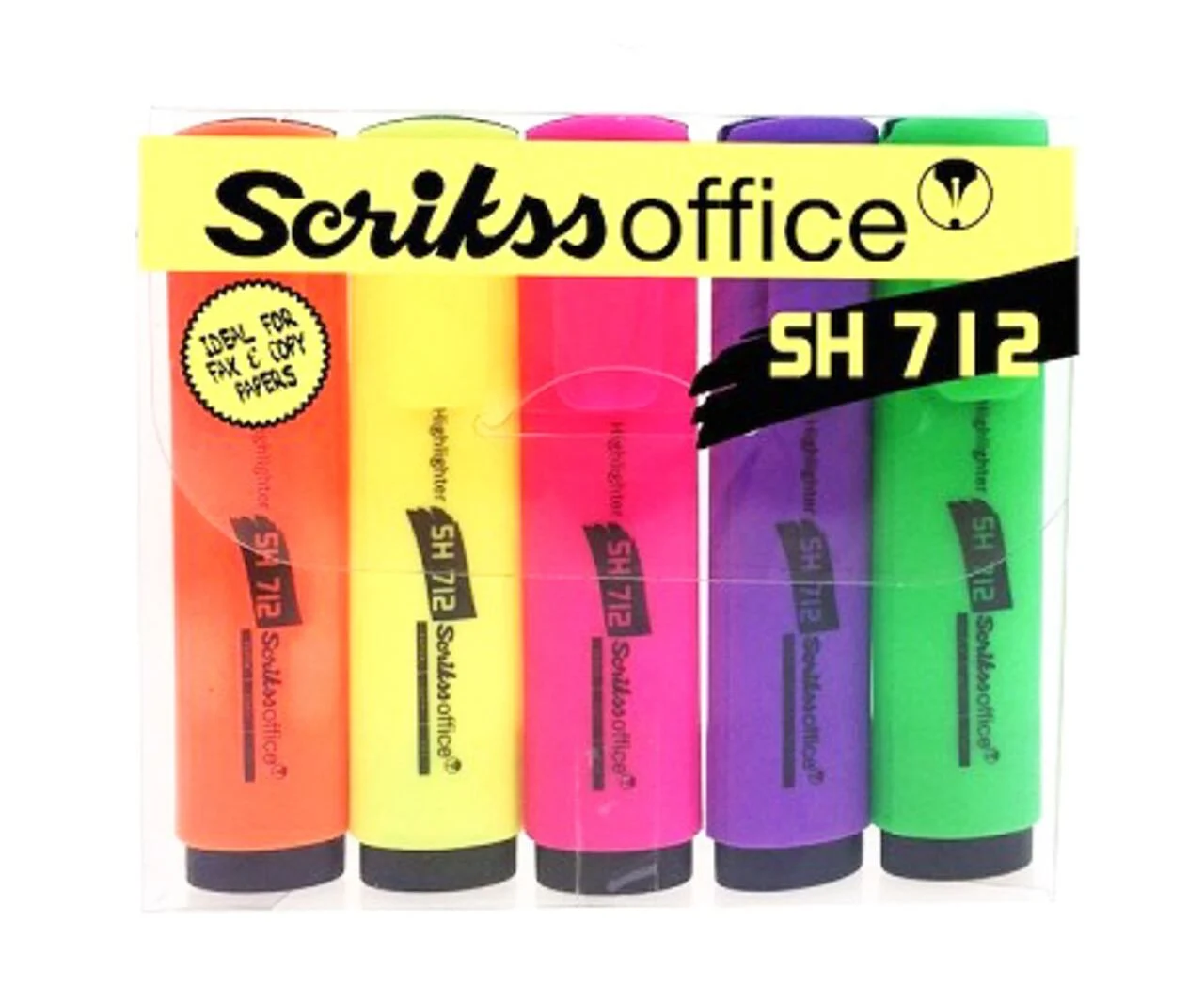 Scrikss SH712 Fosforlu Kalem Seti - 5'li  Neon Renkler /