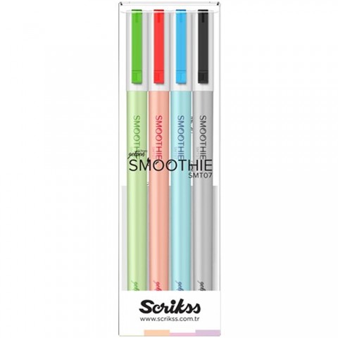 Scrikss Smoothie 4'lü Jel Kalem Set ( Mavi/ Siyah/ Kırmızı/ Yeşil)