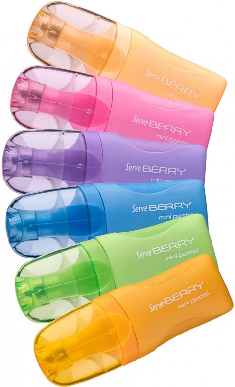 Serve Berry 6'lı Mini Pastel Fosforlu Kalem Seti / BRMFKP6PS