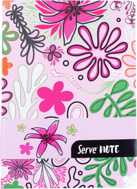 Serve Note 15x21cm 120yp Çizgili Desenli Defter Şeker Pembe