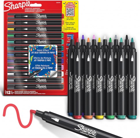 Sharpie Acrylic Paint Markers 12'li Yuvarlak Uç Akrilik Markör Kalem Seti / 2201070