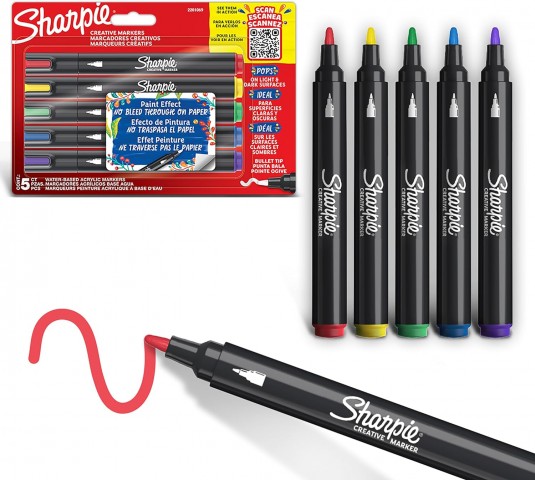 Sharpie Acrylic Paint Markers 5'li Yuvarlak Uç Akrilik Markör Kalem Seti / 2201069