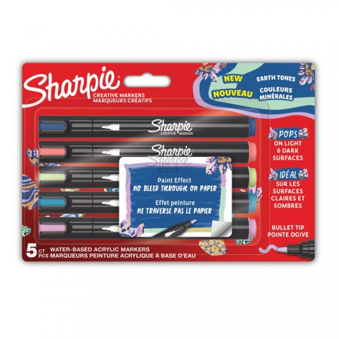 Sharpie Acrylic Paint Markers Earth Tones 5'li Yuvarlak Uç Akrilik Markör Kalem Seti / 2213380